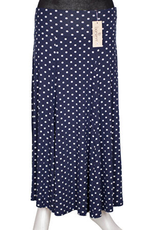 Barem Kadın Arzu Korsajlı 6 Parçalı Desenli Penye Lacivert Etek D59