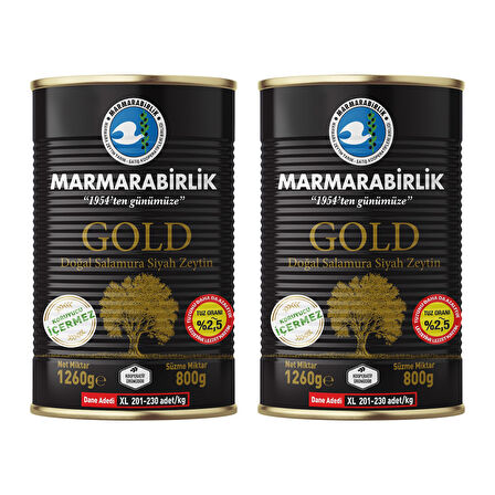 MarmaraBirlik Gold XL Salamura Teneke Zeytin 800 gr x 2 Adet
