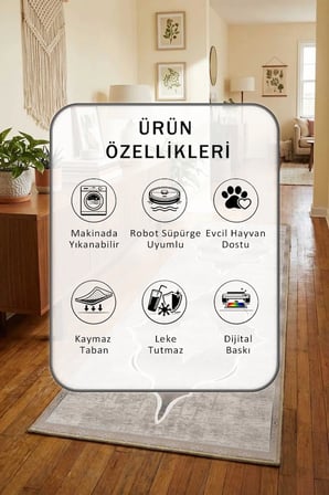 Ehl 134 Dijital Baskılı Kaymaz Yıkanabilir Yolluk - Leke Tutmaz