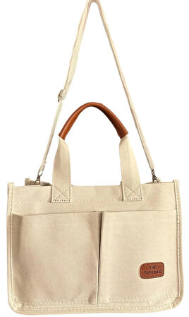 ÜÇ GÖZLÜ THE TOTE BAG KANVAS KADIN EL OMUZ ÇANTA ÇAPRAZ ASKILI 21X32x12cm