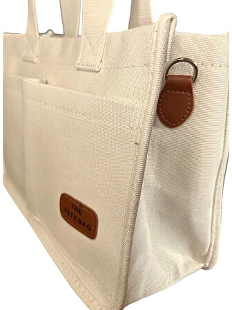 ÜÇ GÖZLÜ THE TOTE BAG KANVAS KADIN EL OMUZ ÇANTA ÇAPRAZ ASKILI 21X32x12cm