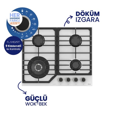 FERRE NT026/WFA KADEMELİ 60 WOK BEYAZ ANK OCAK