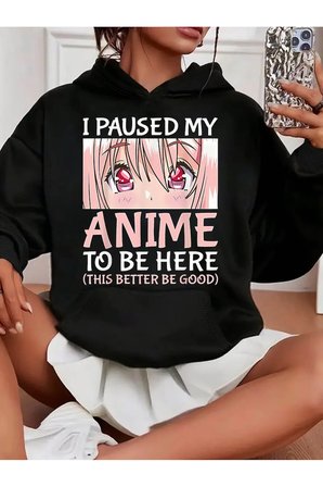 Unisex Anime Karakter Baskılı kapüşonlu Sweatshirt