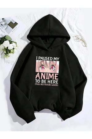Unisex Anime Karakter Baskılı kapüşonlu Sweatshirt