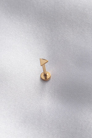 316L Cerrahi Çelik 8 mm Gold Renk Üçgen Dudak Piercing