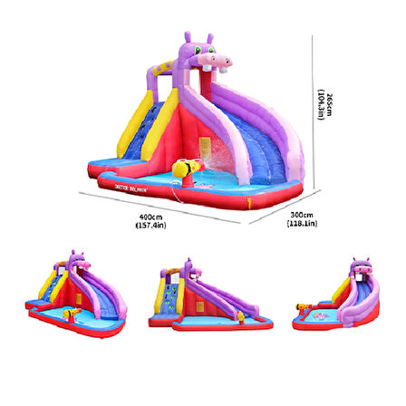 Pembe Hipopotam Sulu Oyun Parkı Şişme Su Kaydırağı Şişme Çocuk Aqua Oyun Parkı Modeller
