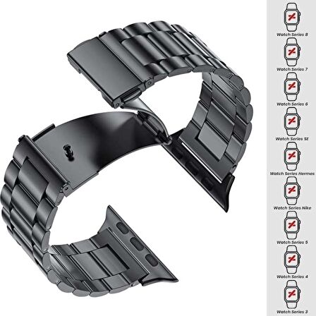 Apple Watch 42mm 44mm 45mm Watch Seri 3 4 5 6 7 Se Uyumlu Ironweft Döküm Çelik Metal Kordon