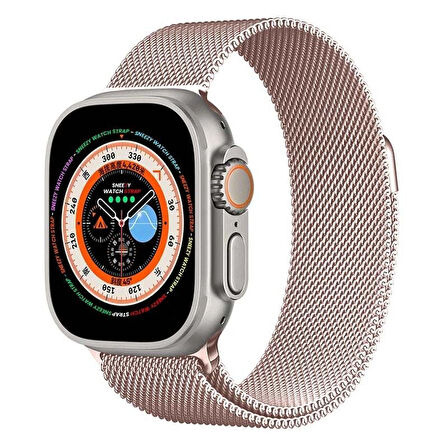 Apple Watch 49mm Seri 8 Ultra Uyumlu Woven Wire Tasarım Metal Hasır Kordon