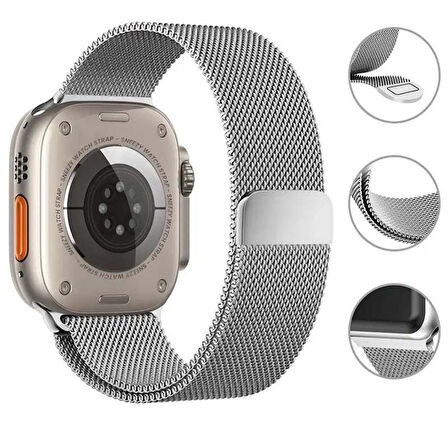 Apple Watch 42mm 44mm 45mm Seri 3 4 5 6 7 8 Se Uyumlu Woven Wire Tasarım Metal Hasır Kordon