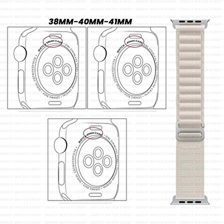 Apple Watch 38mm 40mm 41mm Seri 1 2 3 4 5 6 7 8 Se Uyumlu Frost Alpine Loop Kordon