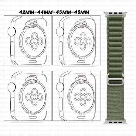 Apple Watch 42mm 44mm 45mm Seri 1 2 3 4 5 6 7 8 Se Uyumlu Frost Alpine Loop Kordon