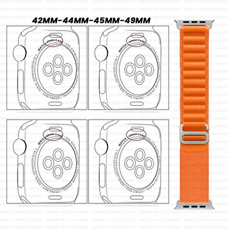 Apple Watch 42mm 44mm 45mm Seri 1 2 3 4 5 6 7 8 Se Uyumlu Frost Alpine Loop Kordon