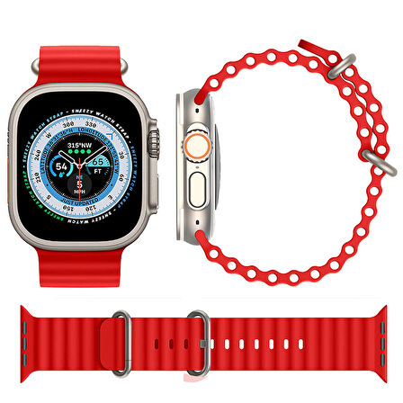 Apple Watch 42mm 44mm 45mm Seri 1 2 3 4 5 6 7 8 Se Uyumlu Seaflex Ocean Silikon Kordon