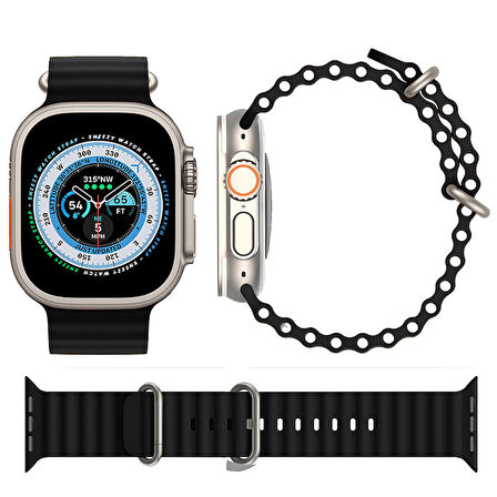 Apple Watch 42mm 44mm 45mm Seri 1 2 3 4 5 6 7 8 Se Uyumlu Seaflex Ocean Silikon Kordon