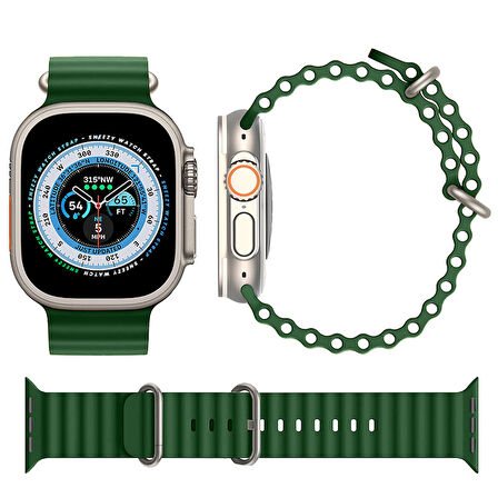 Apple Watch 49mm Ultra Seri Uyumlu Seaflex Ocean Silikon Kordon