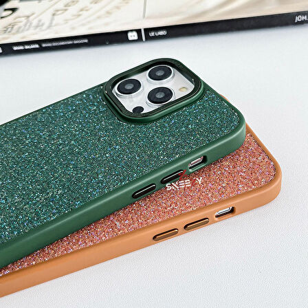 iPhone 13 Uyumlu Diamond Gleam Simli Desenli Kapak