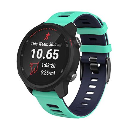 Samsung Galaxy Watch 46mm R800 – Watch 3 45mm R840 22mm Uyumlu Stride Çift Renkli Silikon Kordon
