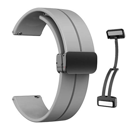 Samsung Galaxy Watch 46mm R800-Watch 3 45mm R840 22mm Uyumlu Coastal Manyetik Tokalı Silikon Kordon