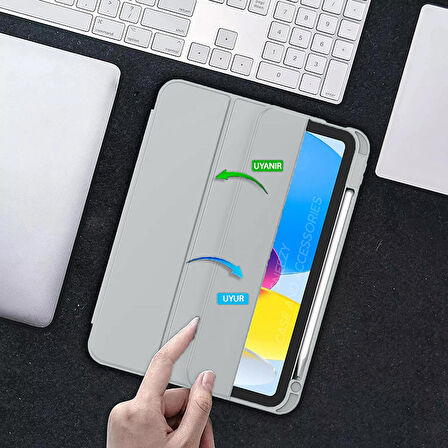 Apple iPad 10.Nesil 10.9 İnç Kılıf Craft Kalem Bölmeli Uyku Modlu Kapaklı Smart Case