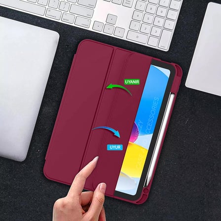 Apple iPad 10.Nesil 10.9 İnç Kılıf Craft Kalem Bölmeli Uyku Modlu Kapaklı Smart Case