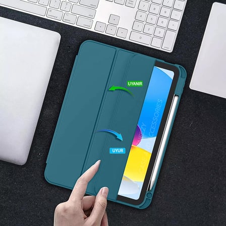 Apple iPad 10.Nesil 10.9 İnç Kılıf Craft Kalem Bölmeli Uyku Modlu Kapaklı Smart Case