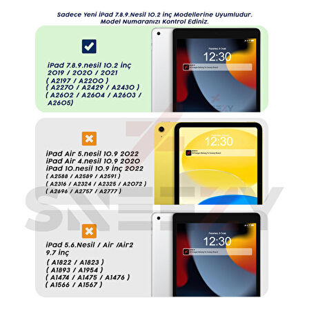 Apple iPad 7.8.9. Nesil 10.2 İnç Kılıf Craft Kalem Bölmeli Uyku Modlu Kapaklı Smart Case