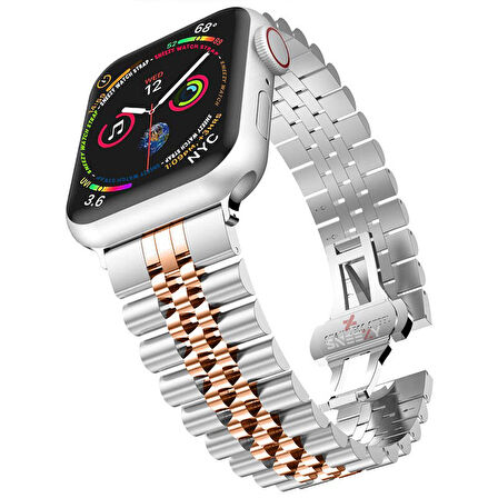 Apple Watch 42mm 44mm 45mm 1 2 3 4 5 6 7 8 Se Seri Uyumlu Ironmesh Döküm Çelik Metal Kordon