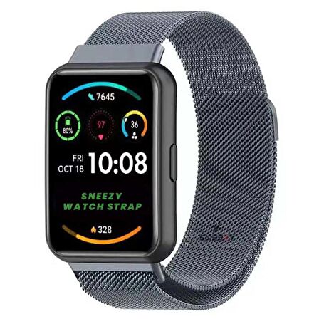 Huawei Watch Fit 2 Metal Hasır Kordon Woven Wire Metal Tasarım Kordon