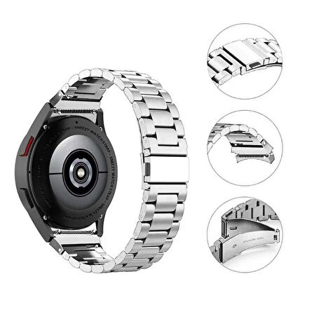 Samsung Galaxy Watch 6 40 43 44 47mm Uyumlu Kavisli Ironweft Döküm Çelik Metal Kordon