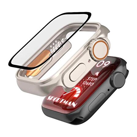 Sneezy Apple Watch 45mm Uyumlu Ultra 49mm Görünüme Dönüştürücü Kasa Ve Ekran Koruyucu