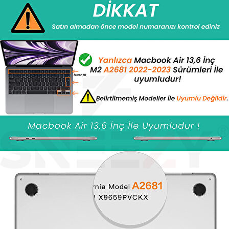 Sneezy Macbook Air 2022 13,6 İnç M2 Çip A2681 İle Uyumlu Parlak Diamond Dust Simli Kılıf