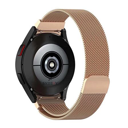 Sneezy Samsung Galaxy Watch 4 40 42 44 46mm Uyumlu Kavisli Woven Wire Metal Tasarım Kordon