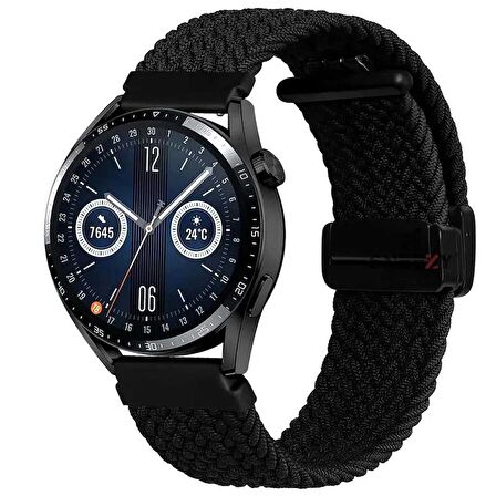 Sneezy Huawei Watch GT4 46mm İle Uyumlu 22mm FiberLink Manyetik Tokalı Kumaş Örgü Kordon