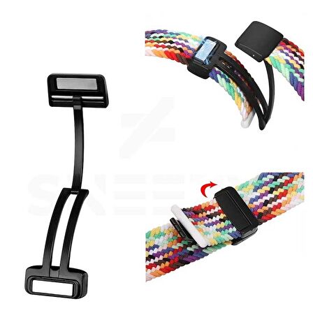 Sneezy Samsung Galaxy Watch 4 40-42-44-46mm Uyumlu 20mm FiberLink Manyetik Tokalı Kumaş Örgü Kordon