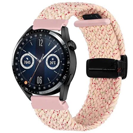 Sneezy Samsung Galaxy Watch 5 40-44mm İle Uyumlu 20mm FiberLink Manyetik Tokalı Kumaş Örgü Kordon