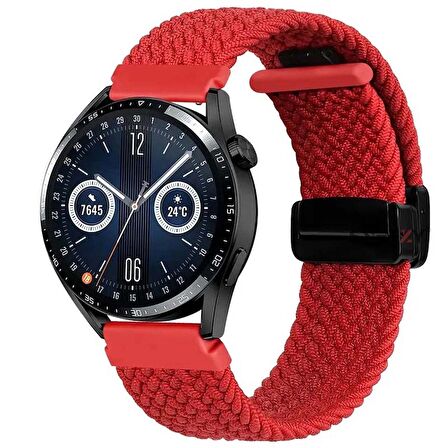 Sneezy Huawei Watch GT 3 Elegant Active 42mm Uyumlu 20mm FiberLink Manyetik Tokalı Kumaş Örgü Kordon