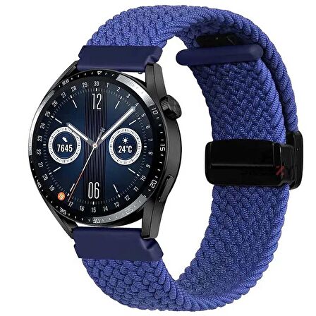 Sneezy Huawei Watch GT 3 Elegant Active 42mm Uyumlu 20mm FiberLink Manyetik Tokalı Kumaş Örgü Kordon