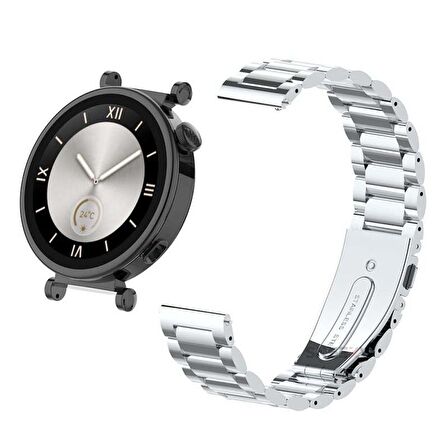 Sneezy Huawei Watch Gt4 41mm İle Uyumlu 18mm Ironweft Döküm Çelik Metal Kordon