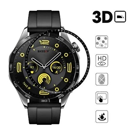 Sneezy Huawei Gt4 46mm İle Uyumlu Polymer Temperli Nano 0.5 mm Watch Ekran Koruyucu