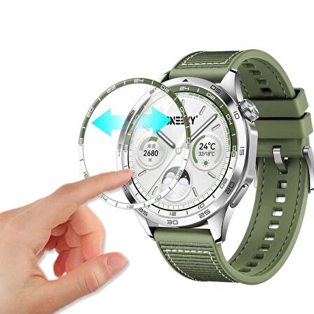 Sneezy Huawei Gt4 46mm Yeşil İle Uyumlu Polymer Temperli Nano 0.5 mm Watch Ekran Koruyucu