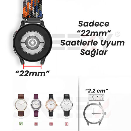 Samsung Galaxy Watch 46mm R800 Watch 3 45mm R840 22mm Uyumlu Metal Klips Solo Fiberlink Örgü Kordon