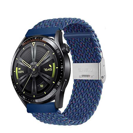 Huawei Watch GT2 Elite-Sport-Classic 46mm-GT2 Pro 22mm Uyumlu Metal Klips Solo Fiberlink Örgü Kordon