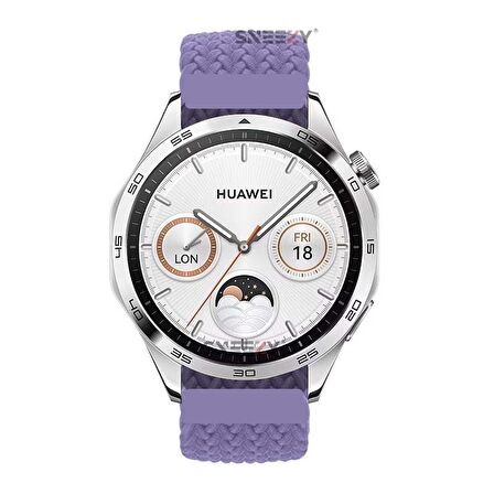 Sneezy Huawei Watch GT Runner-Sport 46mm- GT2 E 22mm Uyumlu Metal Klips Solo Fiberlink Örgü Kordon