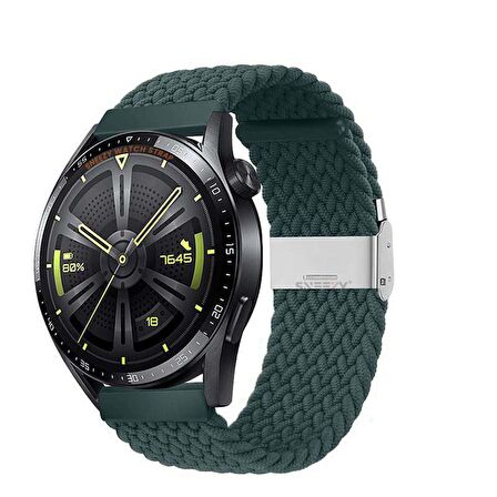 Sneezy Huawei Watch GT Runner-Sport 46mm- GT2 E 22mm Uyumlu Metal Klips Solo Fiberlink Örgü Kordon