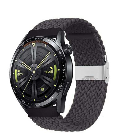 Sneezy Huawei Watch 4 46mm-Watch 4 Pro 22mm Uyumlu Metal Klips Solo Fiberlink Örgü Kordon