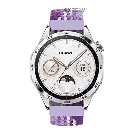 Sneezy Huawei Watch 4 46mm-Watch 4 Pro 22mm Uyumlu Metal Klips Solo Fiberlink Örgü Kordon