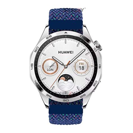 Sneezy Huawei Watch 4 46mm-Watch 4 Pro 22mm Uyumlu Metal Klips Solo Fiberlink Örgü Kordon