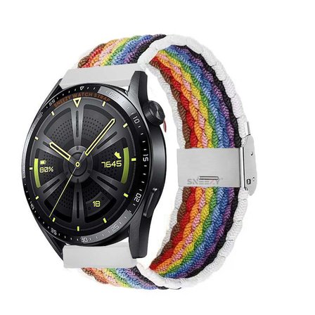 Sneezy Huawei Watch Gt4 46mm İle Uyumlu 22mm Metal Klips Solo Fiberlink Örgü Kordon