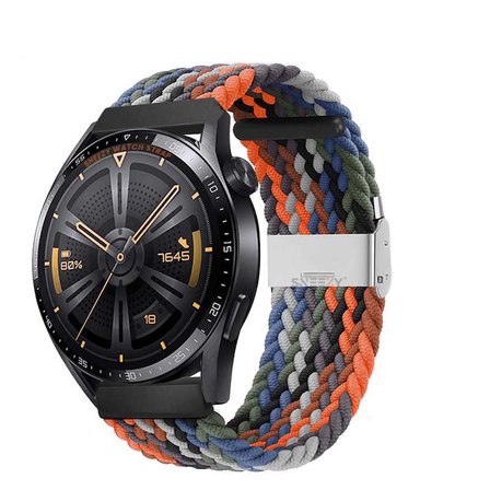 Sneezy Huawei Watch Gt4 46mm İle Uyumlu 22mm Metal Klips Solo Fiberlink Örgü Kordon