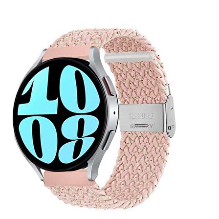 Sneezy Samsung Galaxy Watch 4 40-42-44-46mm Uyumlu 20mm Metal Klips Solo Fiberlink Örgü Kordon
